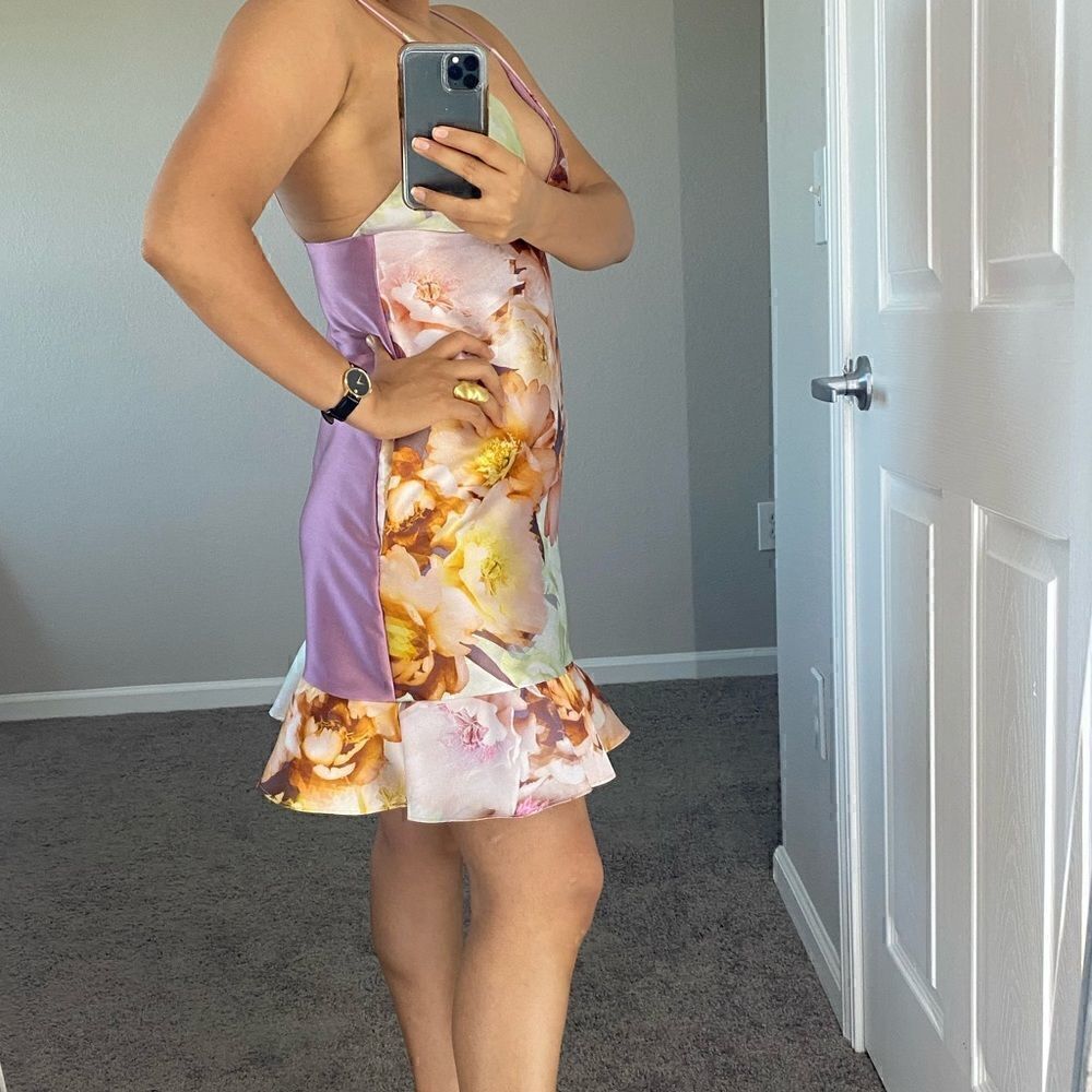 ABS Allen Schwartz Flower Mini Dress With Pockets